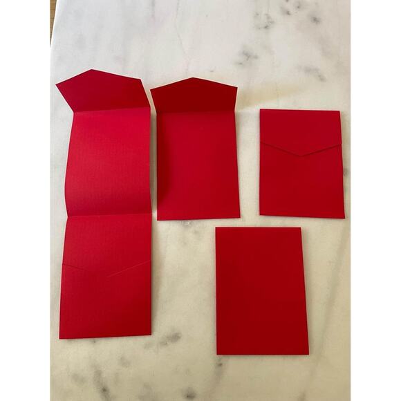 71 pocket invitations—A7. Red color with texture. Great for invitations! Wedding - Picture 1 of 10